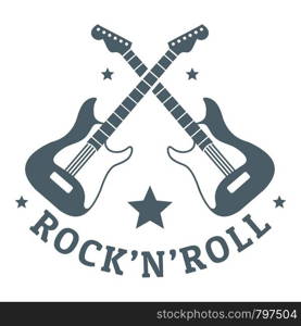 Rock n roll logo. Simple illustration of rock n roll vector logo for web. Rock n roll logo, simple gray style