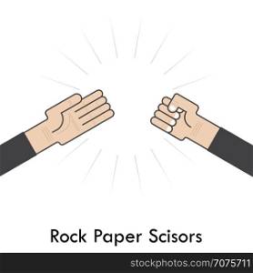 Rock Paper Scisors for it sign.Hand of businessmans with Rock Paper Scissor hand game. How to play arm gestures. Vector illustration