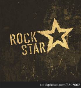 Rock star grunge icon. With stained texture, vector