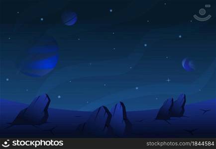 Rock Stone Planet Star Sky Space Universe Exploration Illustration
