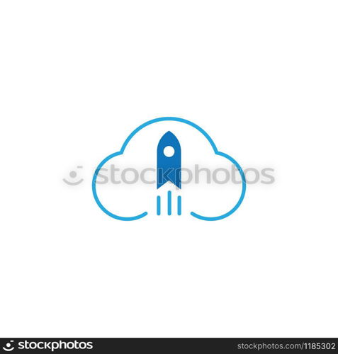 Rocket and cloud technology logo vector template design