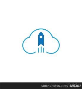 Rocket and cloud technology logo vector template design