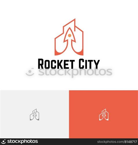 Rocket City Building Launching Up Investment Business Logo
