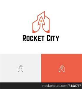 Rocket City Building Launching Up Investment Business Logo