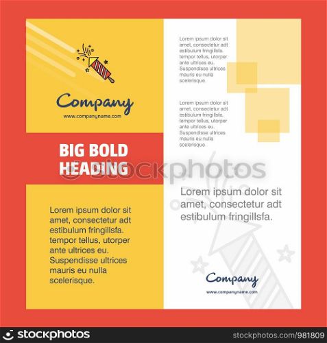 Rocket Company Brochure Title Page Design. Company profile, annual report, presentations, leaflet Vector Background