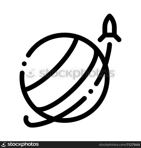 Rocket Fly Round Planet Icon Vector. Outline Rocket Fly Round Planet Sign. Isolated Contour Symbol Illustration. Rocket Fly Round Planet Icon Outline Illustration