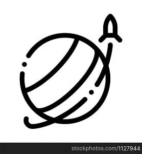 Rocket Fly Round Planet Icon Vector. Outline Rocket Fly Round Planet Sign. Isolated Contour Symbol Illustration. Rocket Fly Round Planet Icon Outline Illustration