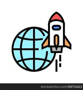 rocket for fly on other planet, space transport color icon vector. rocket for fly on other planet, space transport sign. isolated symbol illustration. rocket for fly on other planet, space transport color icon vector illustration