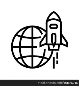 rocket for fly on other planet, space transport line icon vector. rocket for fly on other planet, space transport sign. isolated contour symbol black illustration. rocket for fly on other planet, space transport line icon vector illustration