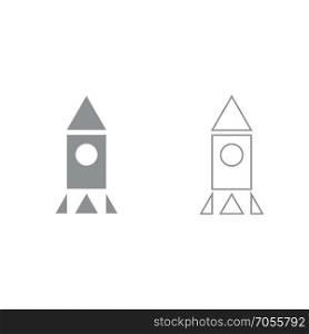 Rocket grey set icon .