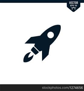 Rocket icon collection in glyph style, solid color vector