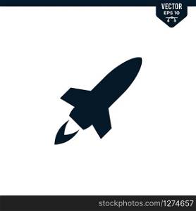Rocket icon collection in glyph style, solid color vector
