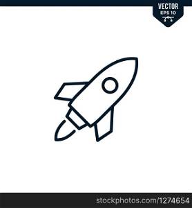 Rocket icon collection in outlined or line art style, editable stroke vector