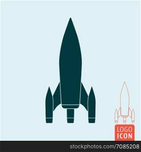 Rocket icon isolated. Rocket icon. Vintage rocket spaceship symbol. Vector illustration