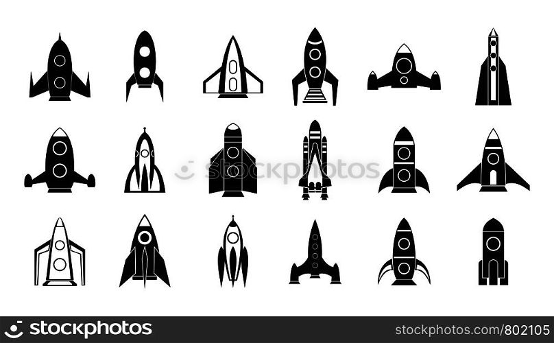Rocket icon set. Simple set of rocket vector icons for web design isolated on white background. Rocket icon set, simple style