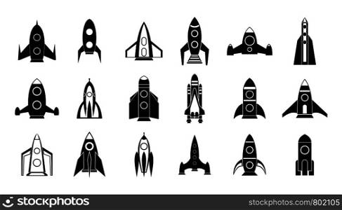 Rocket icon set. Simple set of rocket vector icons for web design isolated on white background. Rocket icon set, simple style