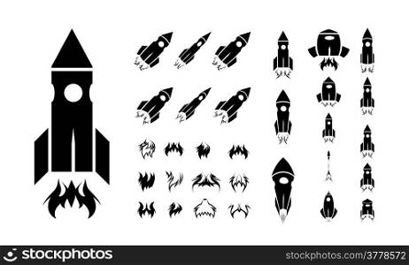 Rocket icon set. Vector illustration on white background