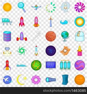 Rocket icons set. Cartoon style of 36 rocket vector icons for web for any design. Rocket icons set, cartoon style