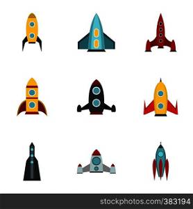 Rocket icons set. Flat illustration of 9 rocket vector icons for web. Rocket icons set, flat style