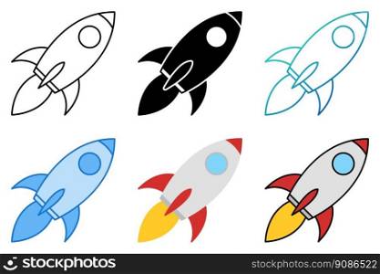 Rocket in flat style isolated