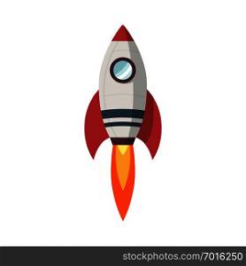 Rocket launch icon in flat design on white background. Rocket launch icon, flat design