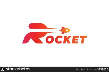 Rocket Launch R Type logo Vector design illustration