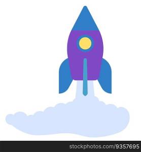 Rocket launching process brochure element design. Spacecraft flight. Vector illustration with empty copy space for text. Editable shapes for poster decoration. Creative and customizable frame. Rocket launching process brochure element design