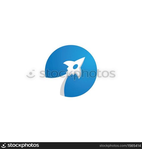 Rocket logo blue gradient vector illustration design