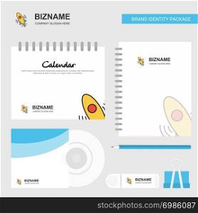 Rocket Logo, Calendar Template, CD Cover, Diary and USB Brand Stationary Package Design Vector Template
