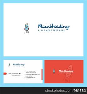 Rocket Logo design with Tagline & Front and Back Busienss Card Template. Vector Creative Design