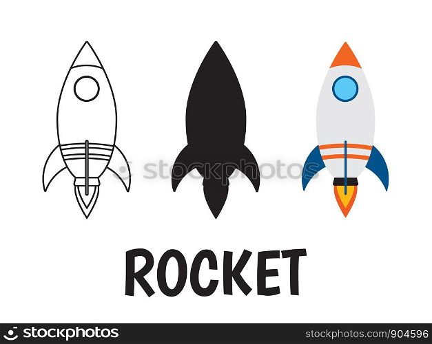 rocket logo icon set on white background