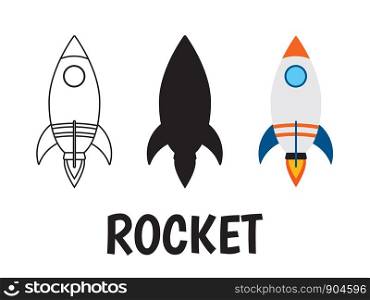 rocket logo icon set on white background