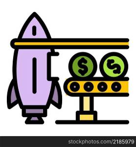 Rocket money charge line icon. Outline rocket money charge line vector icon color flat isolated. Rocket money charge line icon color outline vector