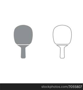 Rocket of a table tennis grey set icon .