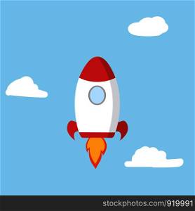 Rocket on the sky , Business Start up , Success Idea , Illustration Vector