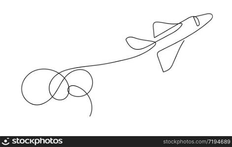 Rocket plane landing continuous one line drawing