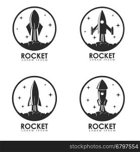 Rocket. Set of logo templates with rocket launch. Vector illustration.