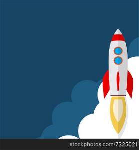 Rocket ship in a flat style. Space travel