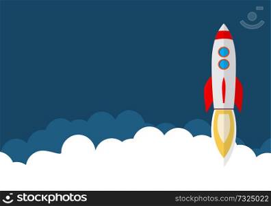 Rocket ship in a flat style. Space travel