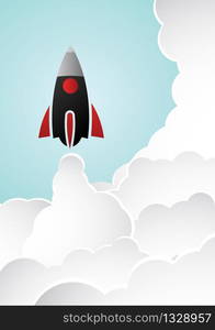 Rocket ship in a flat style.Vector illustration. Space travel to the moon. Project start up and development process. innovation product, creative idea. Management.