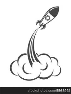 Rocket ship launch isolated icon vector illustration