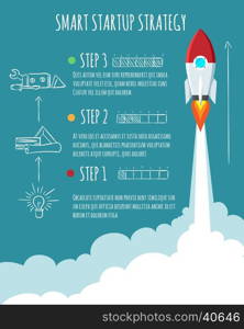 Rocket ship launch. Rocket ship launch. Start Up concept vector illustration