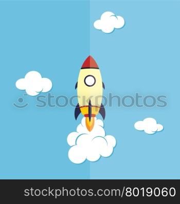 rocket ship launch. rocket ship launch theme vector art illustration