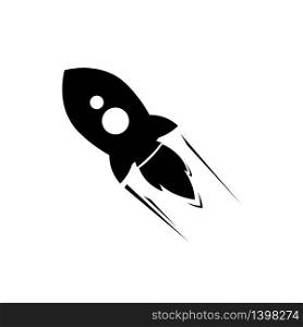 Rocket ship launching, flat icon of rocketship startup illustration on white background