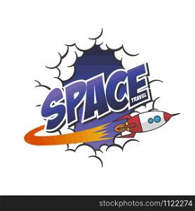 rocket ship space travel theme vector art illustration. rocket ship space travel vector art illustration
