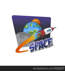 rocket ship space travel theme vector art illustration. rocket ship space travel vector art illustration