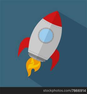 Rocket Ship Start Up Icon.Flat Style