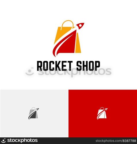 Rocket Shop Launching to Sky Shopping Bag Logo