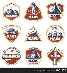 rocket shuttle space explorer astronaut label badge logo collection