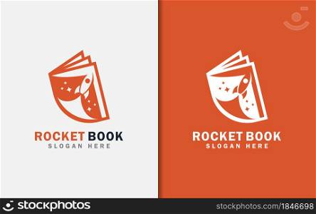 Rocket Silhouette and Book Shape Combination Logo Design. Graphic Design Element.